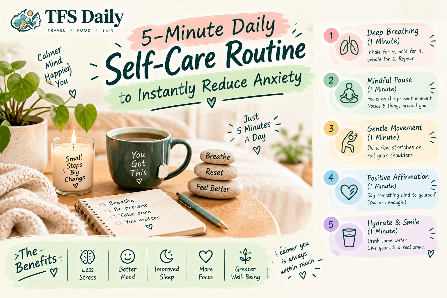 5‑Minute Daily Self‑Care Routine to Instantly Reduce Anxiety