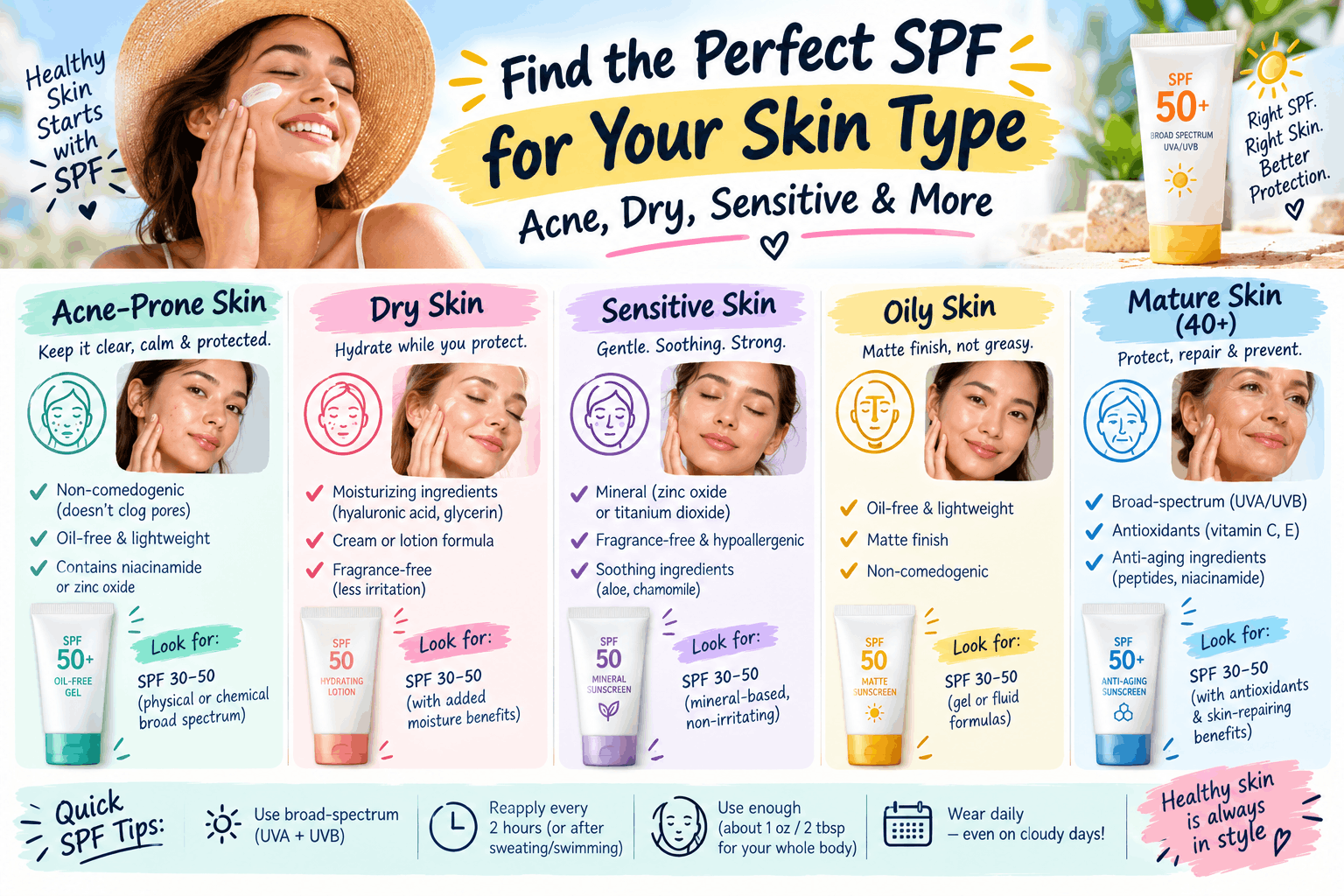 Find the Perfect SPF for Your Skin Type – Acne, Dry, Sensitive & More