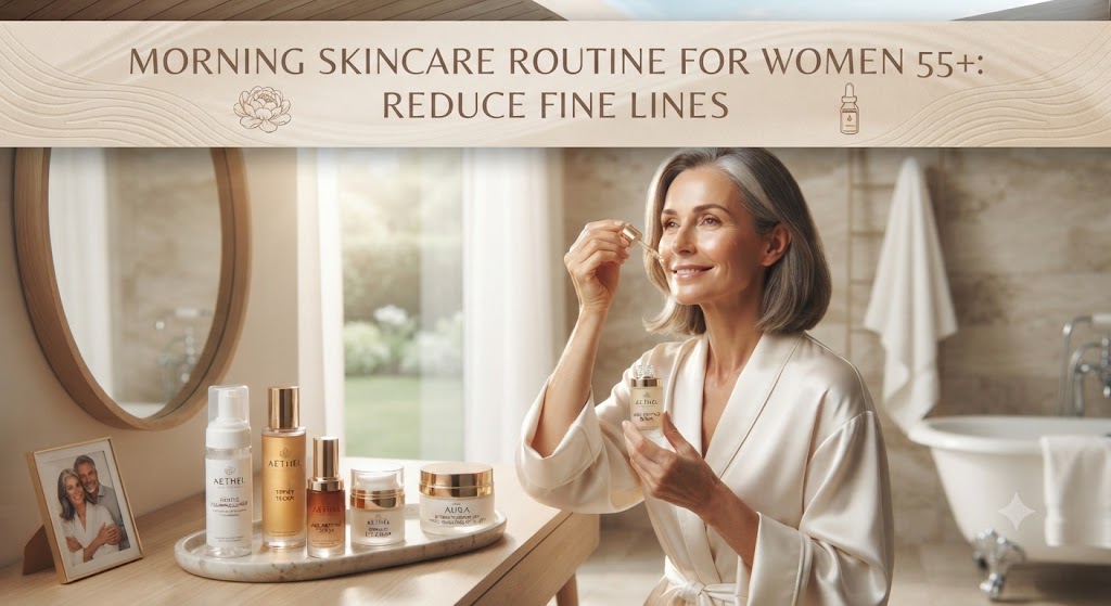 Morning Skincare Routine for Women 55+: Reduce Fine Lines
